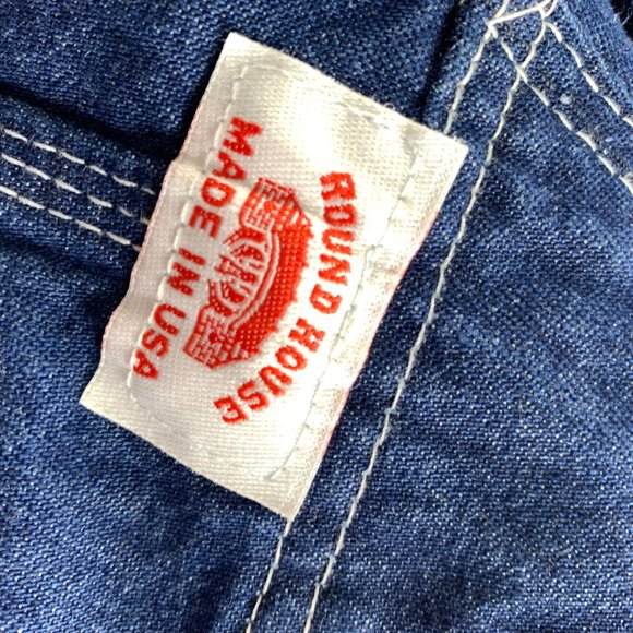 Vintage 1990s Roundhouse Mens Overalls 48 X 34 Dark Wash Blue Denim Cotton USA - Picture 8 of 11